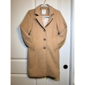 Abercrombie & Fitch The Dad Coat Wool Blend Camel Dark Tan Women Size XXSP